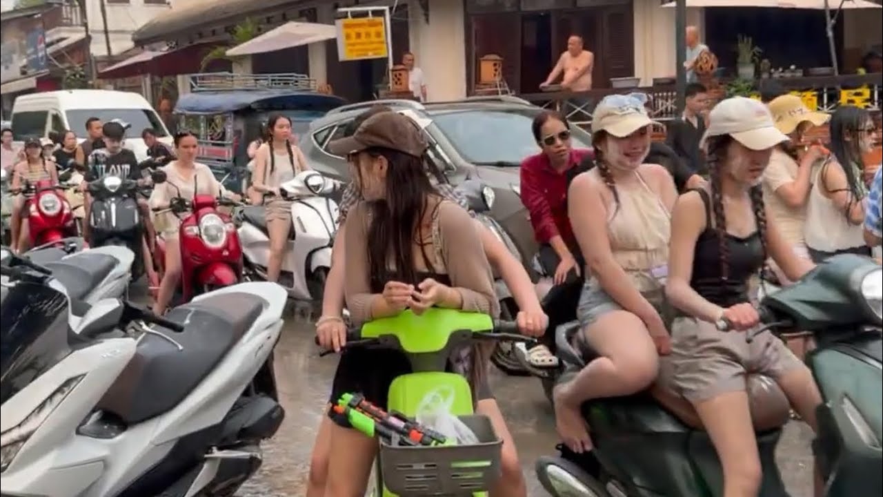 pimai luang prabang 15 april khemkhong road non stop party | laos today | luang prabang laos