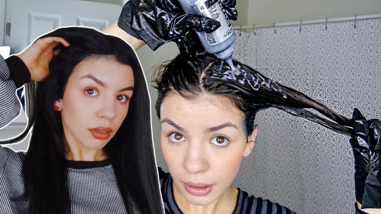 DYEING MY HAIR BLACK! BROWN TO BLACK HAIR TRANSFORMATION