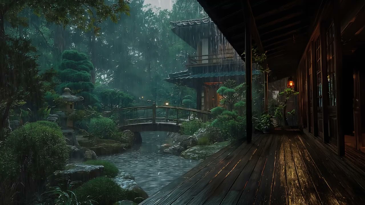 Light Rain in a Calm Garden Corner 🌧️ Relax and Fall Asleep