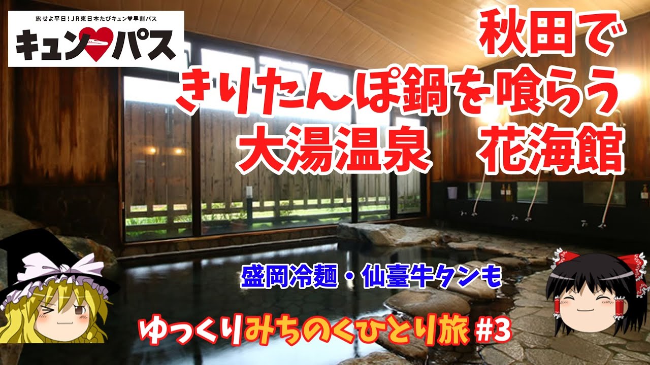 【キュンパス3泊4日】秋田で鹿角ホルモン・きりたんぽ鍋を喰らう/大湯温泉　花海館【ゆっくりみちのくひとり旅】