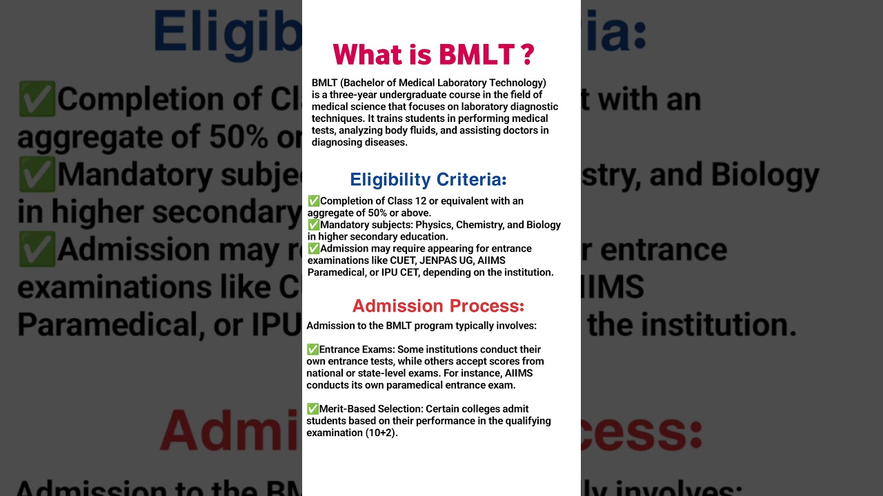 Bachelor of Medical Laboratory Technology (BMLT) – Build a Career in Medical Lab Science