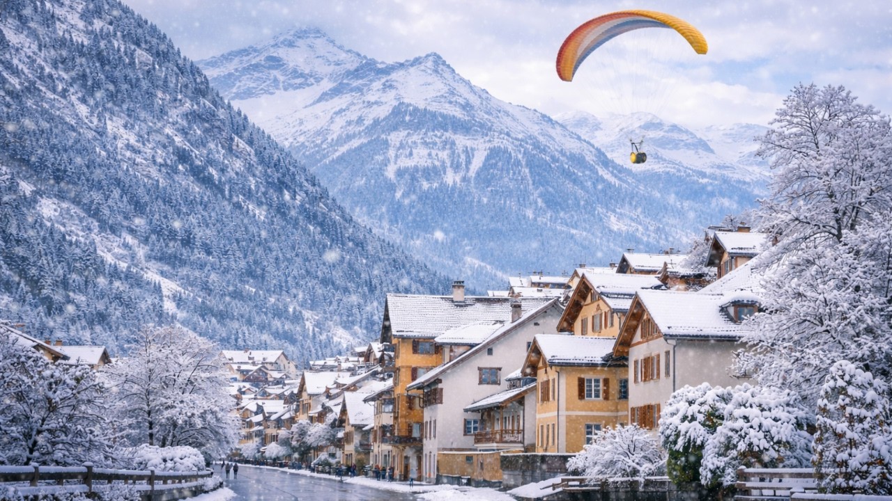 Interlaken Switzerland Walking Tour 4K 🇨🇭 | Spring Snow & Alpine Views
