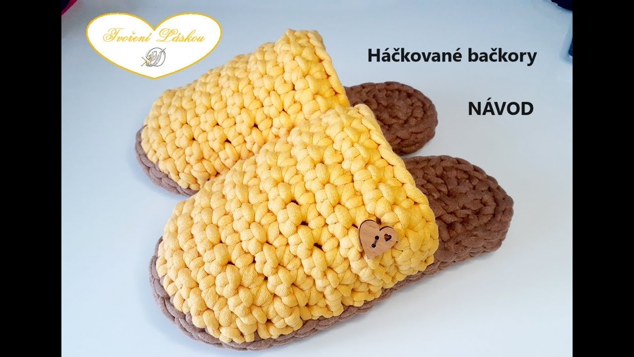 Háčkované bačkory - návod jak uháčkovat podrážku s nártem / Crocheted slippers - instructions