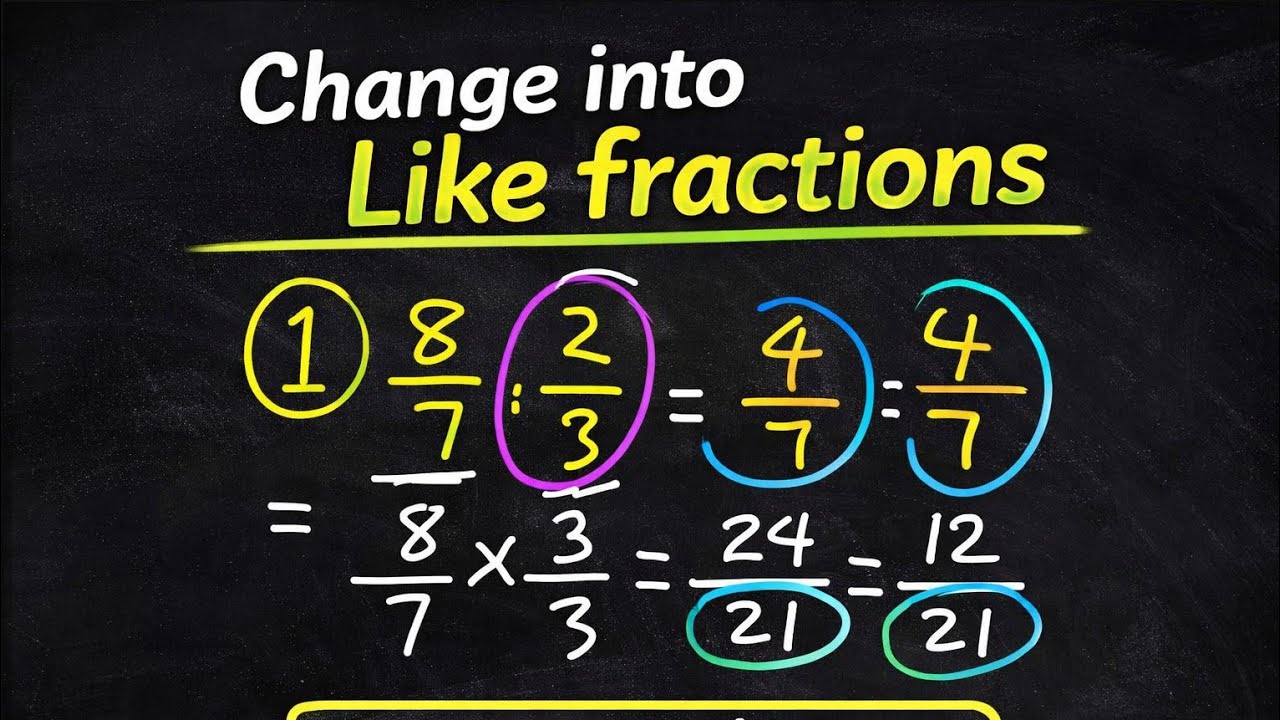 Change into Like fraction. #maths #education #maths