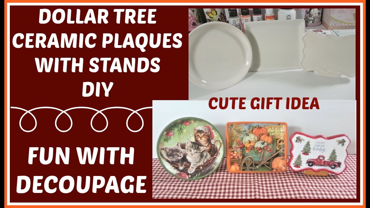 DOLLAR TREE CERAMIC PLAQUES WITH STANDS DIY