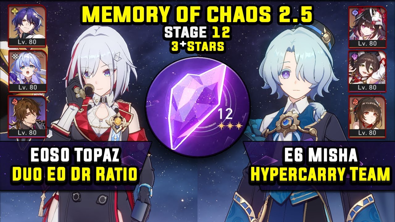 E0 Topaz With Dr Ratio & E6 Misha Hypercarry (3 Stars) Memory Of Chaos 12 Honkai Star Rail 2.5
