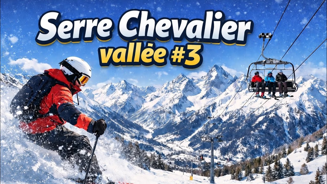 [4K] Skiing in Serre Chevalier Vallée #3 / 100+ On a blue slope! / 4.1.2026.
