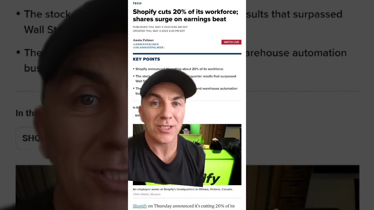 News just in, Shopify cuts 20% of their workforce