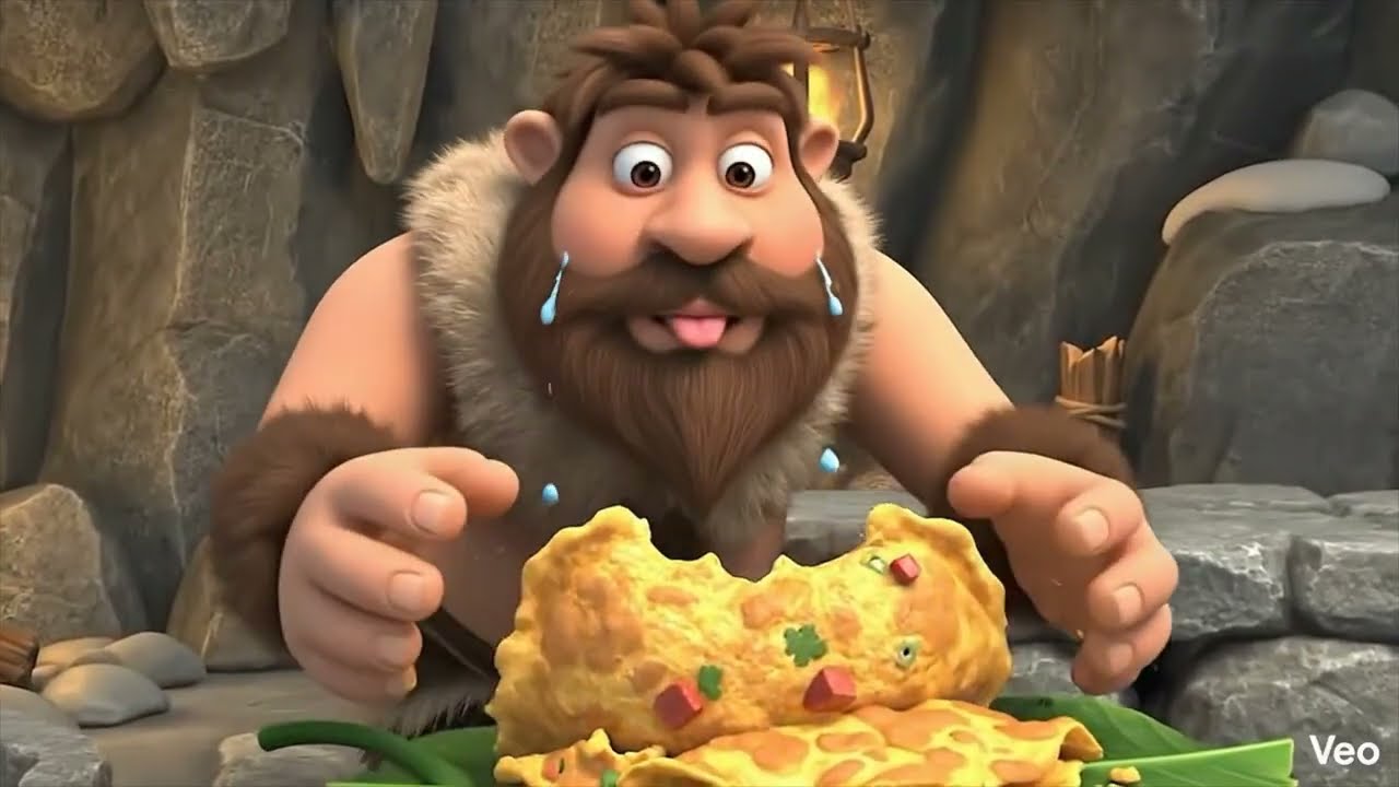 Stone-age Egg Omelette #viral #food #cooking #recipe #funny #animation #trending