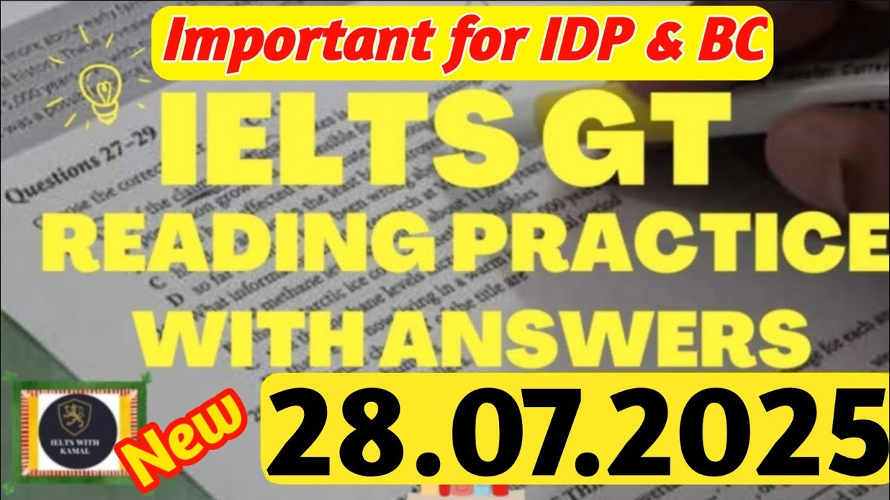 IELTS Reading General Training Practice Test 2025 With Answers | 28.07.2025 | IELTS Reading