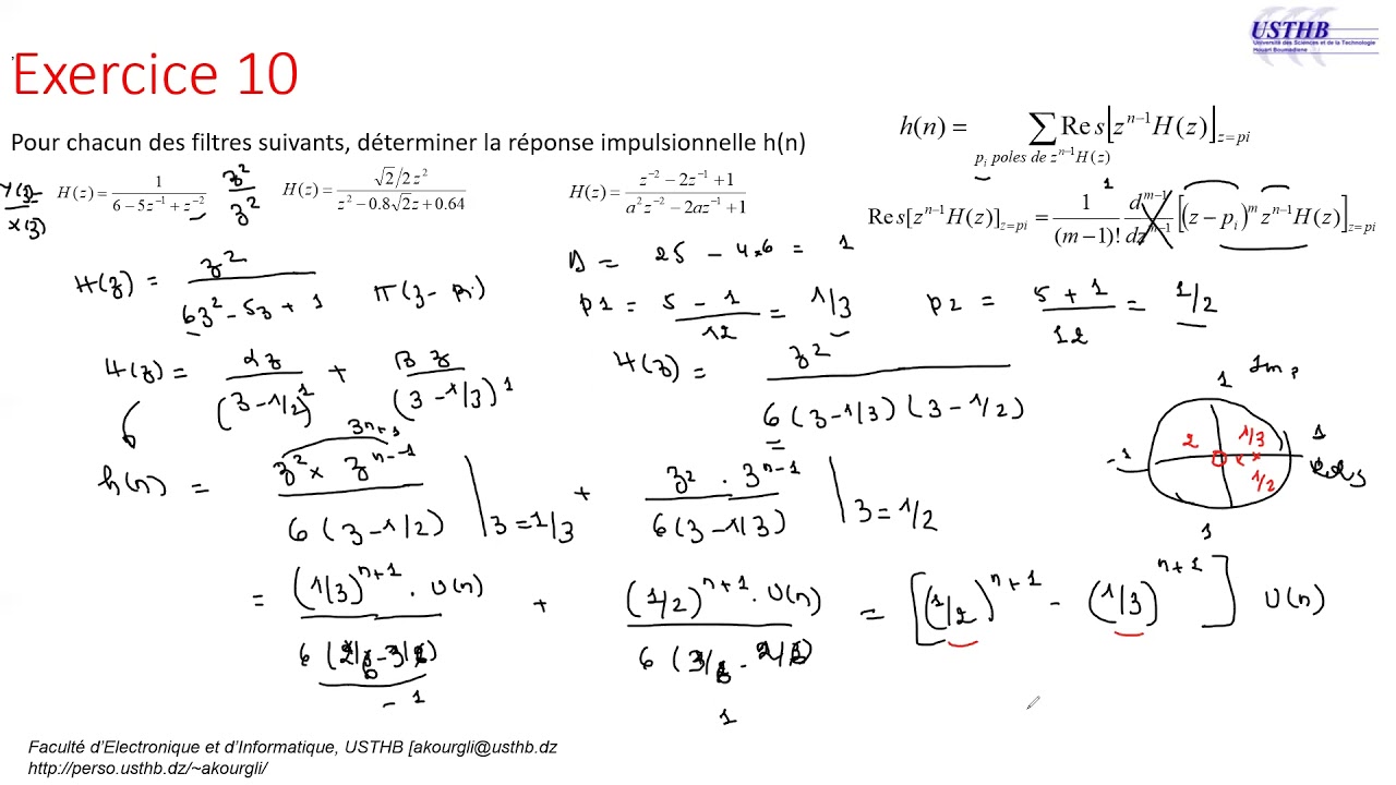 Exercices  - Transformée en Z : 4   (TZ inverse)