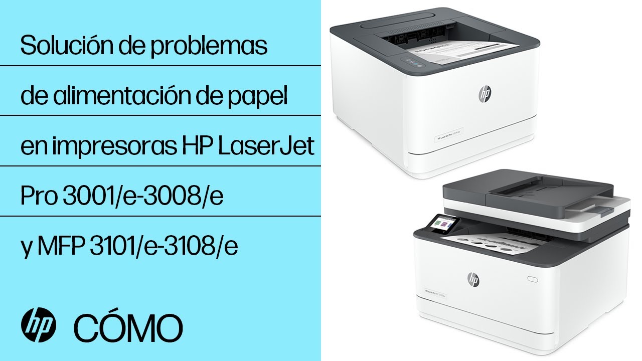 Problemas de alimentación de papel | HP LaserJet Pro 3001/e-3008/e y MFP 3101/e-3108/e | HP Support