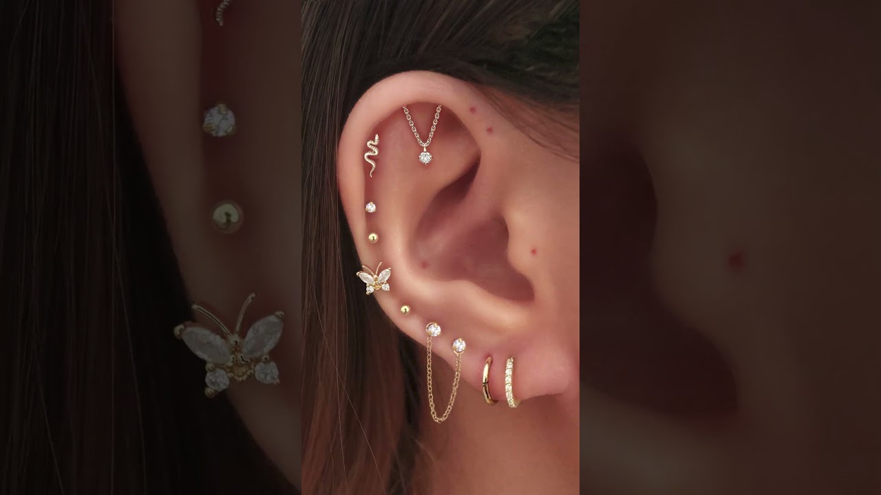 Top Ear Piercing Idea of 2022 with Gold Earring Studs & Hoops