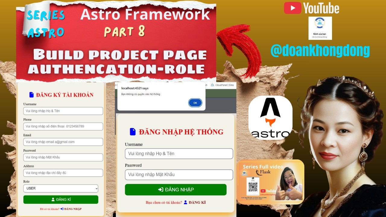 🎯 Part 8 – Lesson 2 Astro Thực Chiến CSS Form + Hoàn Thiện Đăng Ký / Đăng Nhập & Phân Quyền User