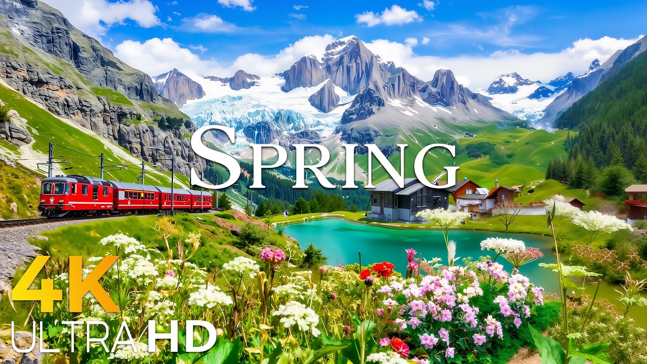 Spring in Switzerland 🌿 Peaceful Valleys & Snowy Alpine Peaks | 4K Nature Relaxation