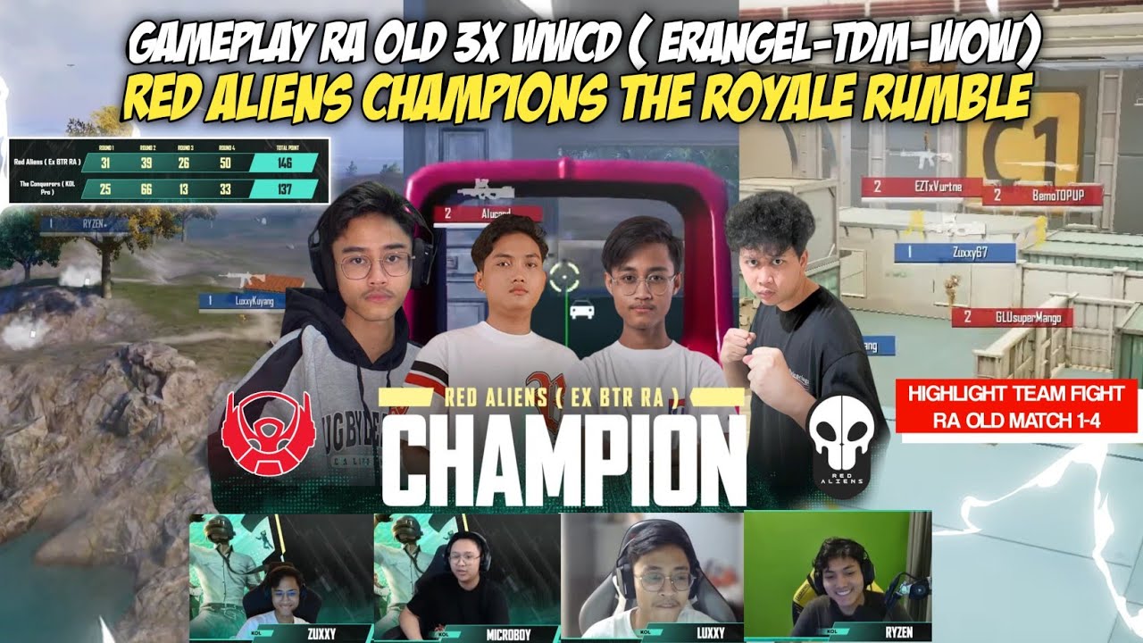 RED ALIENS CHAMPIONS THE ROYALE RUMBLE | HIGHLIGHT RA OLD WWCD 3x (ERANGEL,WOW, TDM)