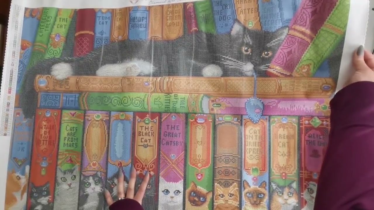 Sneak Peek! Cat Bookshelf by Randall Spangler and Diamond Art Club! 😻