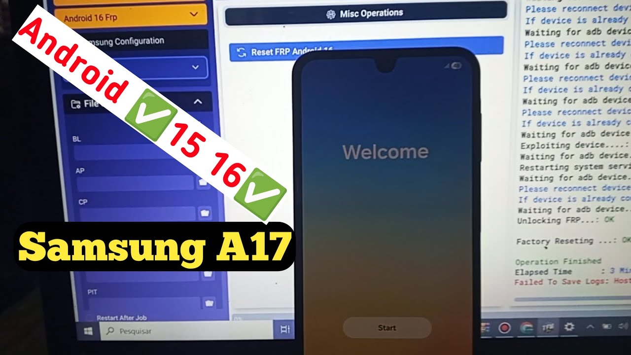 🙏 Android 16 Samsung A17 como remover conta Google by Tfm tool