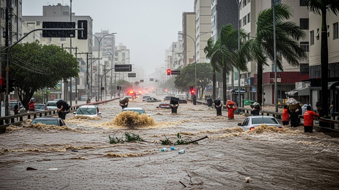 ALERTA em SC! TEMPORAL ALAGA RUAS, VIADUTOS E BAIRROS EM PALHO&Ccedil;A/SC NOVAMENTE!