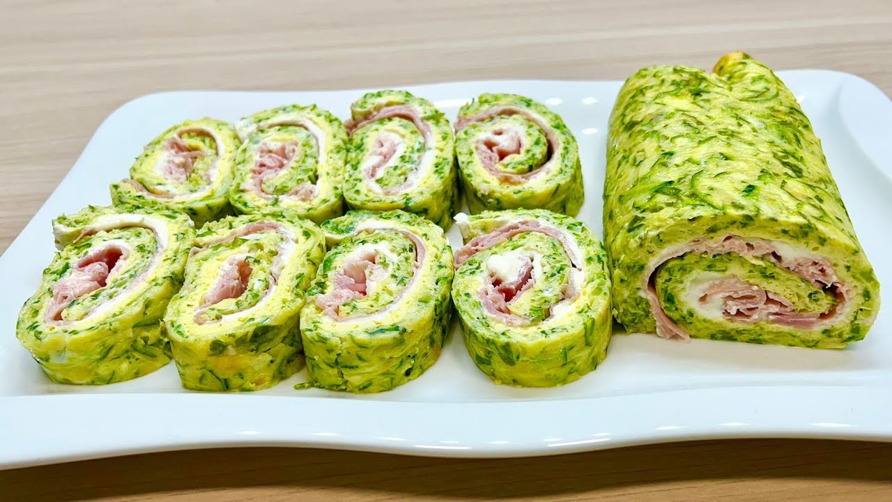 ЗАПЕЧЕННЫЙ РУЛЕТ ИЗ КАБАЧКОВ С СЫРОМ И ВЕТЧИНОЙ НАСТОЛЬКО ПОЛЕЗНЫЙ И ВКУСНЫЙ ЧТО КАЖДЫЙ ХОЧЕТ РЕЦЕПТ