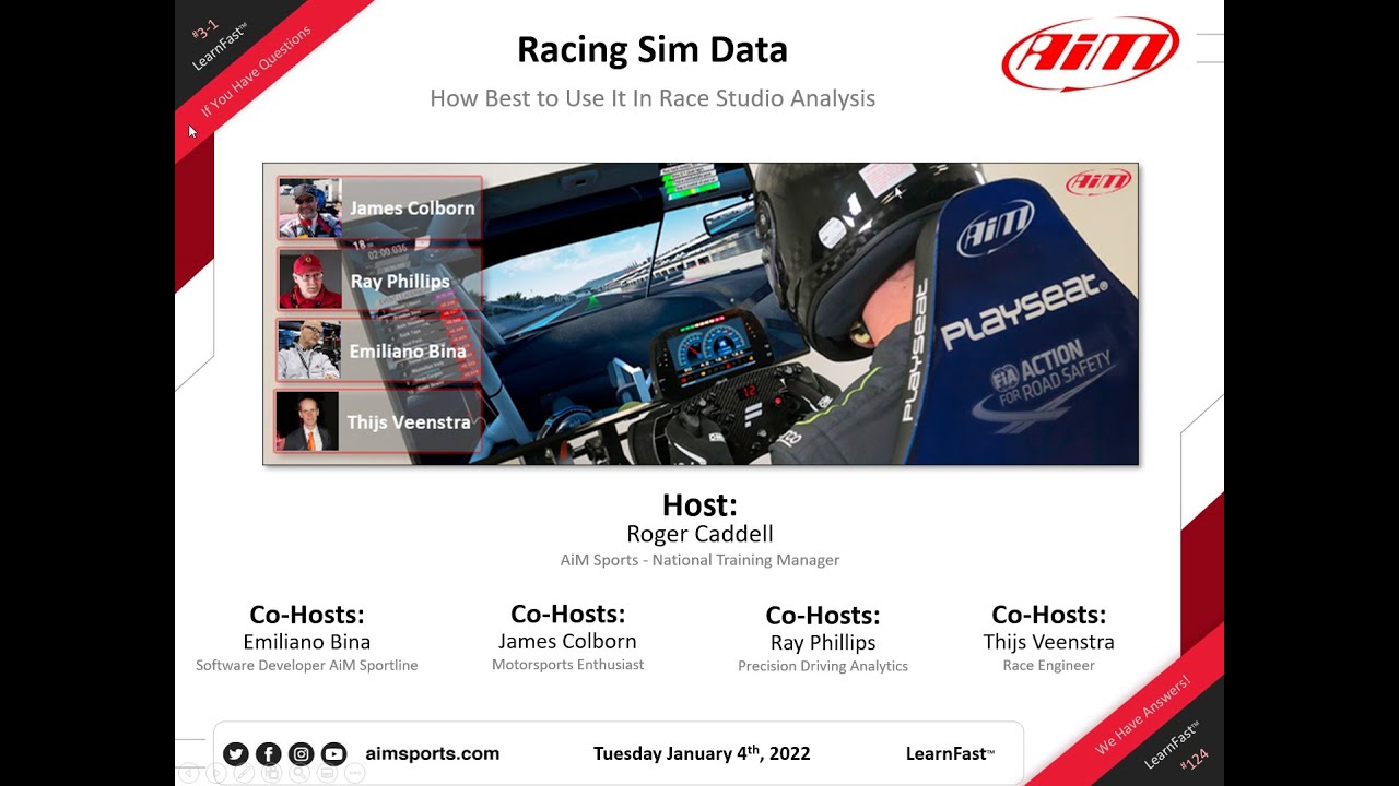 3-1 Racing Sim Data, How Best to Use It in Race Studio Analysis - Live Webinar on 1/4/22