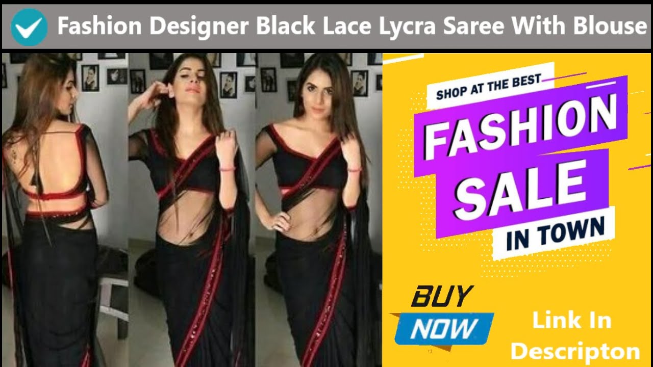 Unboxing Designer Black Lycra Saree With Blouse | Women's Clothing Review #Shopclules