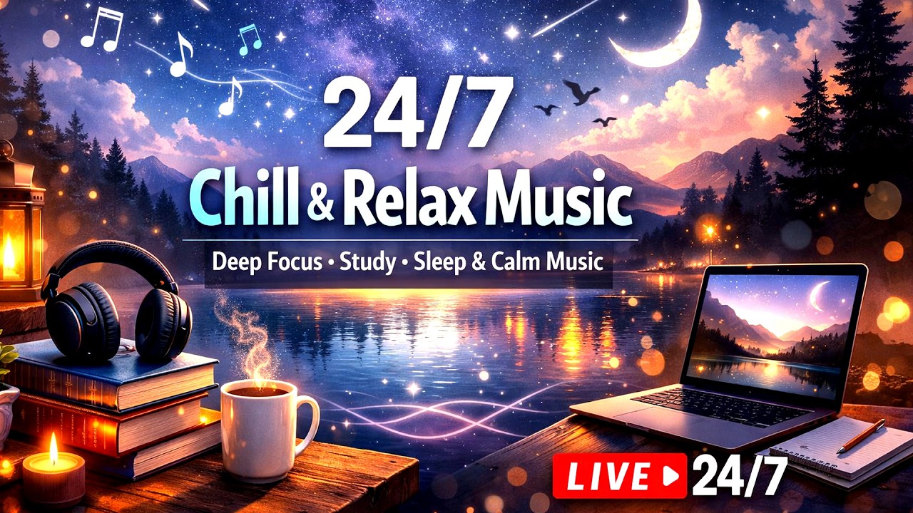 24/7 Chill & Relax Music 🎧 Deep Focus, Study, Sleep & Calm Background Music Live