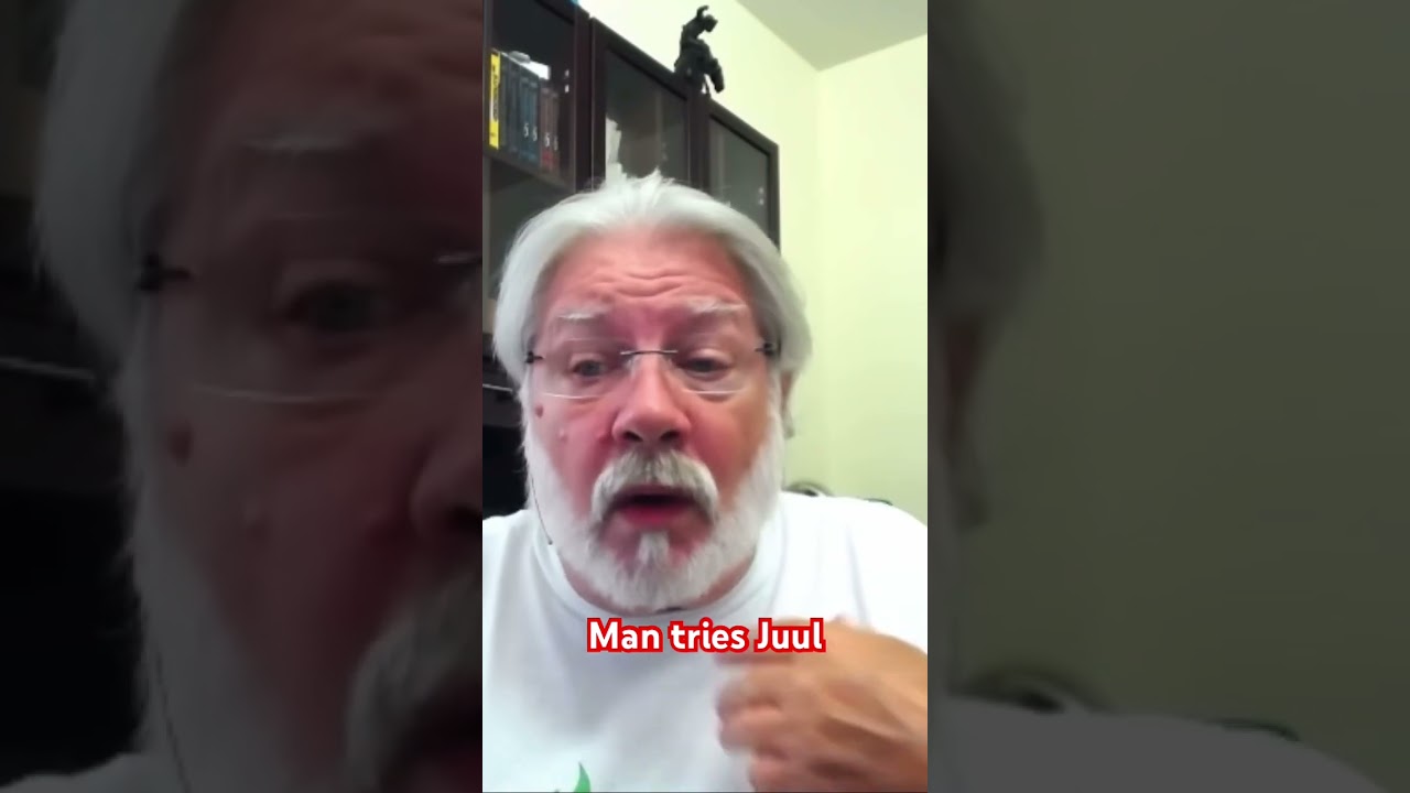 Old man tries vape for the first time