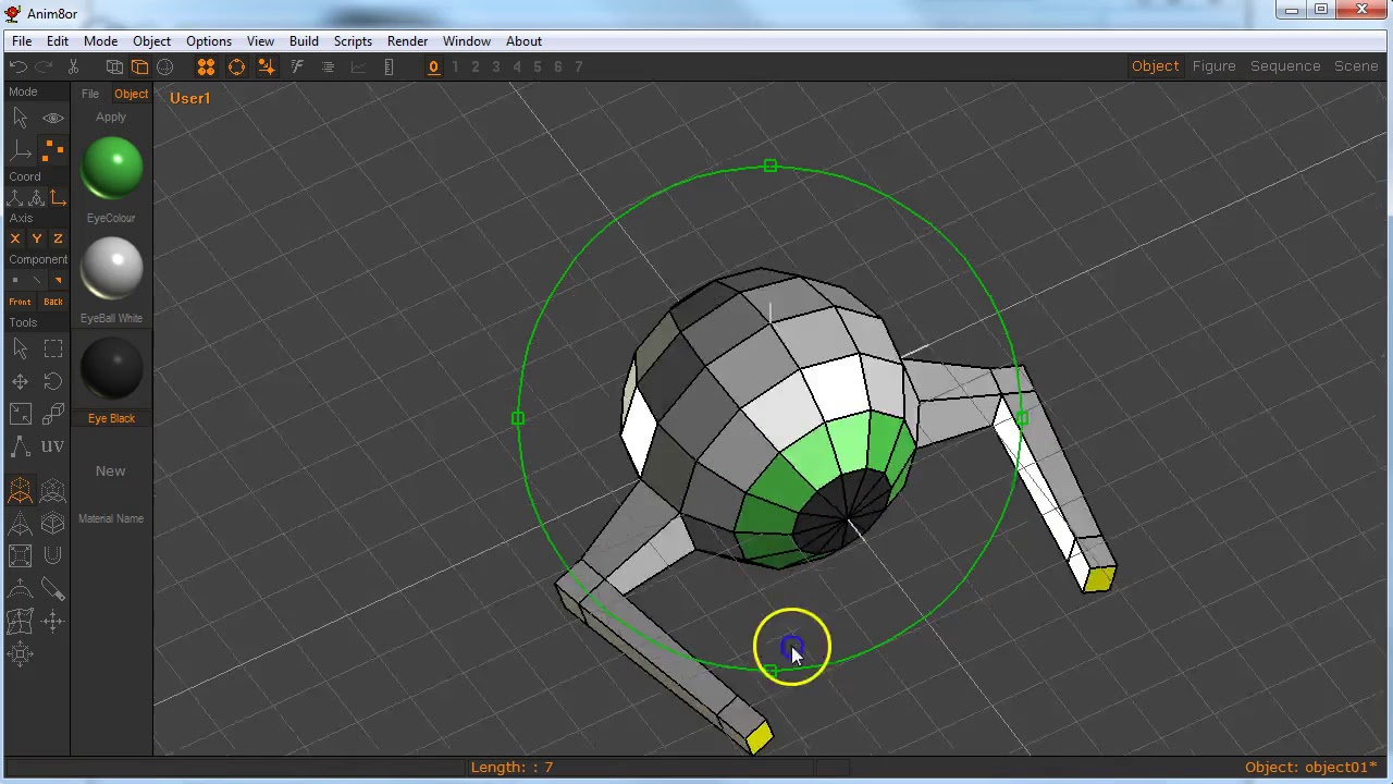 Point Edit Modelling an Alien in Anim8or