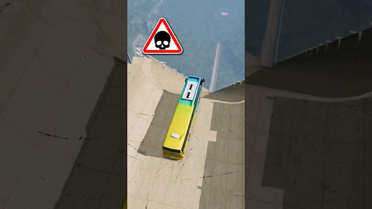 TRAVEL BUS VS MEGA RAMP 🔥 Crazy Crashing Game | Trucks Vehicles Extreme Jumping Car Stunts Simulator