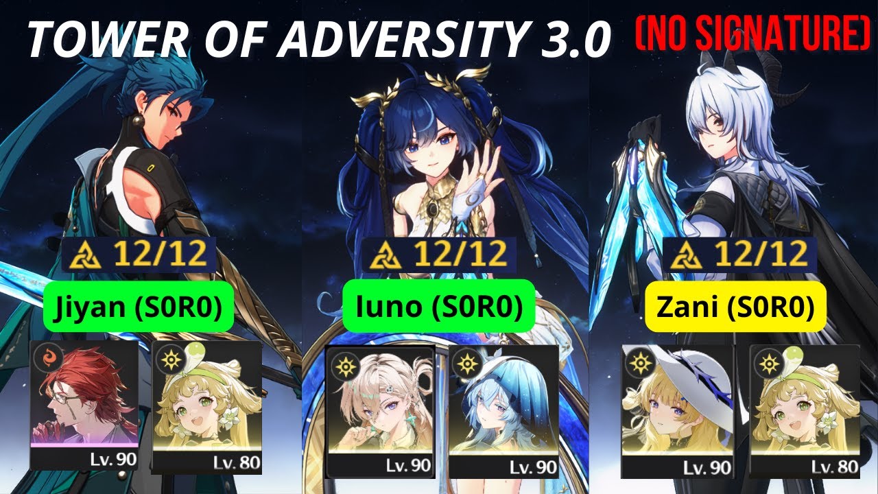 (NO SIGNATURE) Tower Of Adversity 3.0 Jiyan | Iuno | Zani - All Bosses Clear | Wuthering Waves