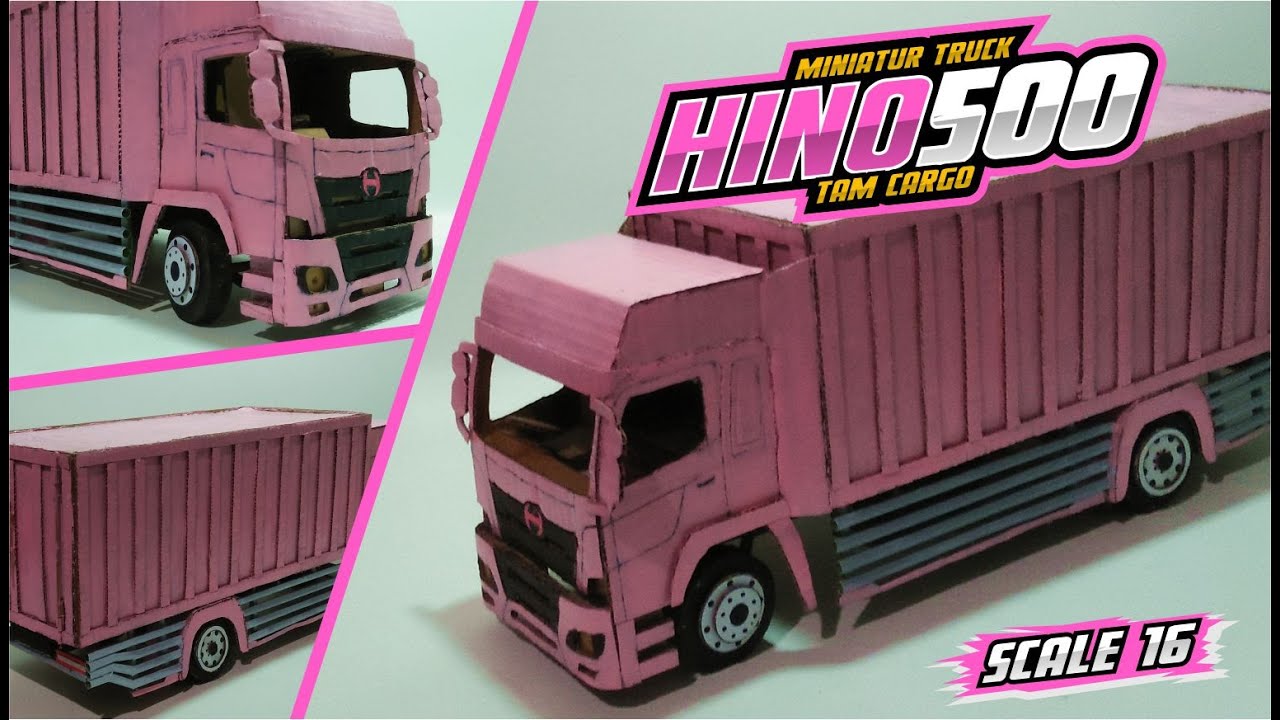 MEMBUAT MINIATUR TRUCK HINO 500 ALA TAM CARGO FULL KARDUS BISA OMLENG || HANDMADE