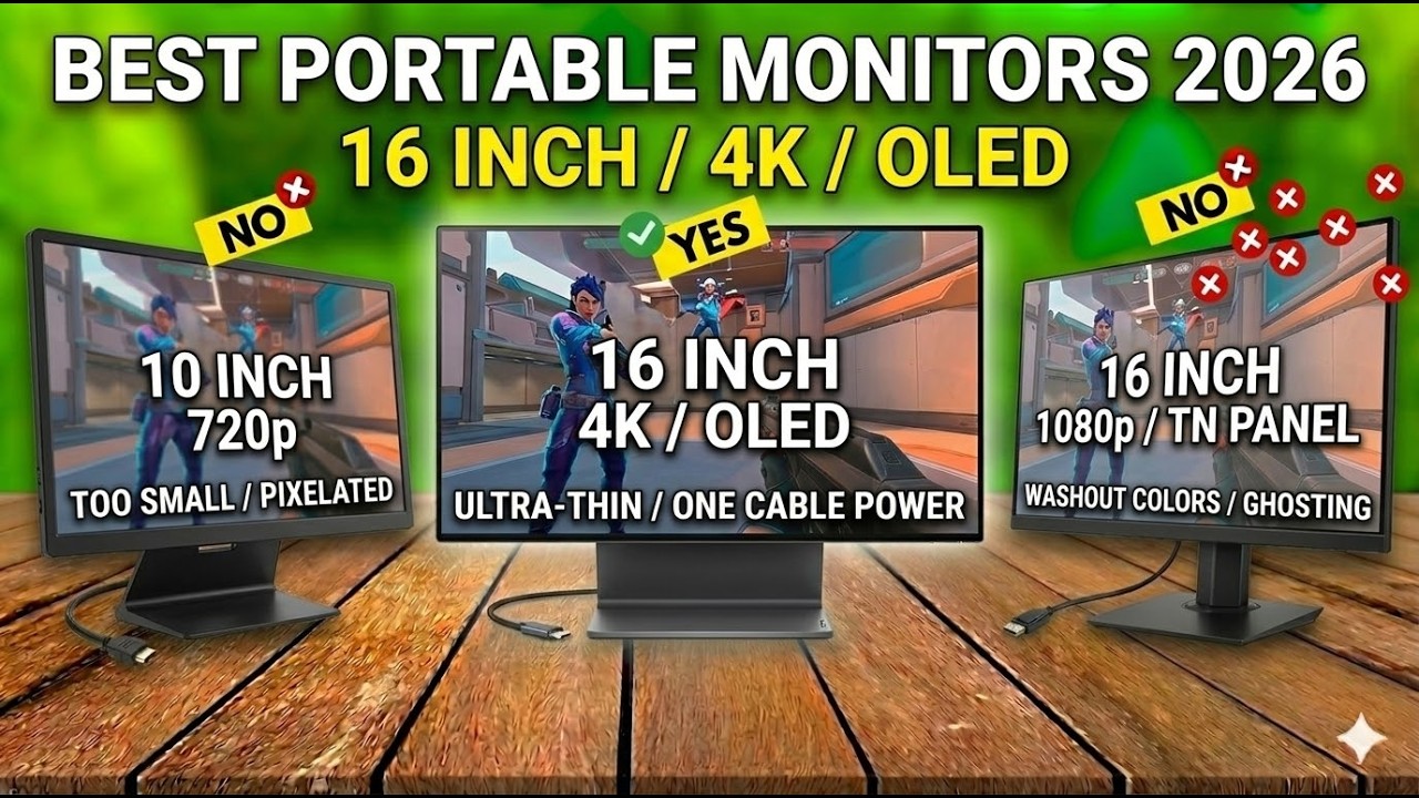 ✅Top 5 Best Portable Monitors in 2026 - Touch, Gaming & Budget Travel Displays!