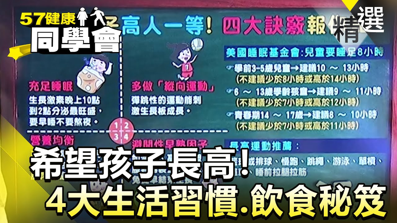 希望孩子長高！四大生活習慣與飲食秘笈【57健康同學會】精華篇｜張予馨