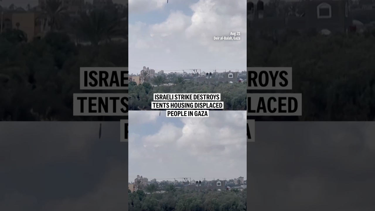 Israeli strike destroys tents housing displaced people in Gaza