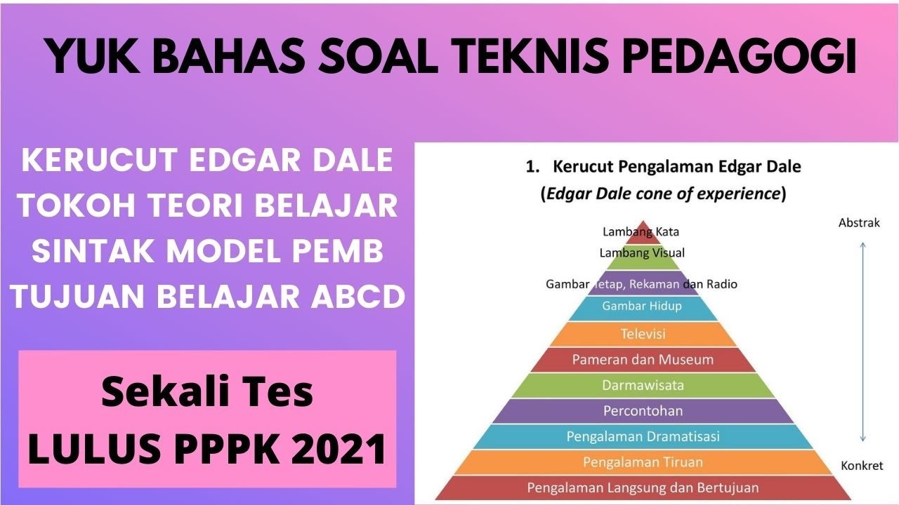 BAHAS SOAL TEKNIS PEDAGOGI TES PPPK SEMUA GURU HARI PERTAMA, EDGAR DALE, TOKOH TEORI BELAJAR