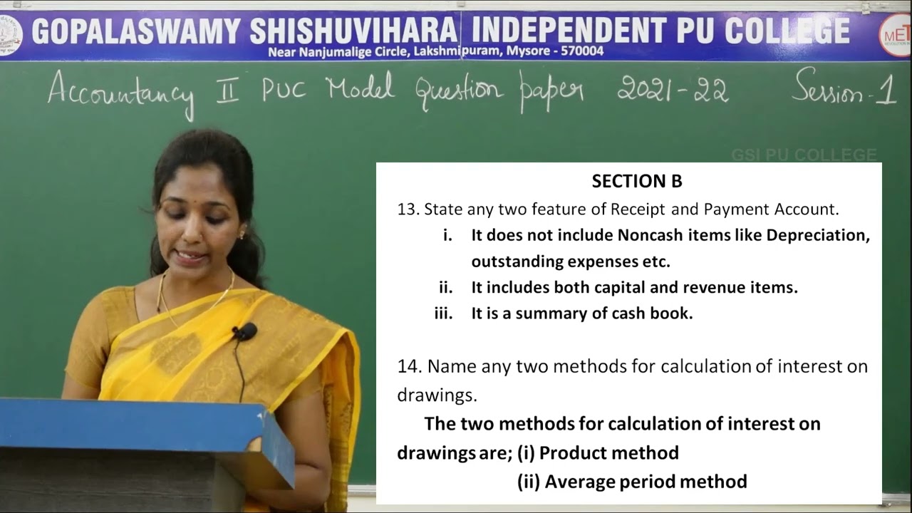 ACCOUNTANCY | II PUC | SOLUTION FOR MODEL QUESTION PAPER 2021-2022 | S01