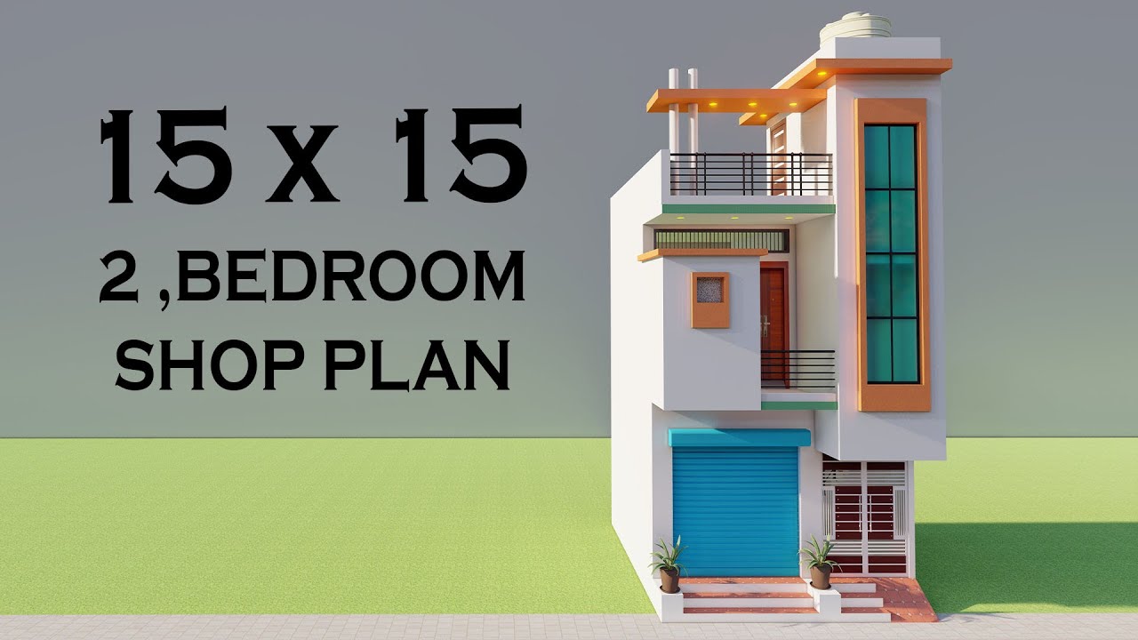 15 BY 15 Dukan Or Makan Ka Naksha,New 3D Small Shop With House Elevation