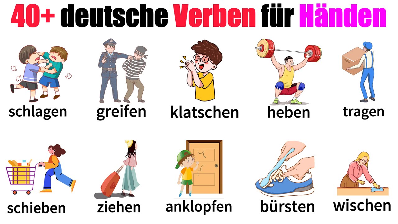 40+ deutsche Verben mit der Hand | A1-B1 | Deutsch Lernen | Deutsch für Anfänger