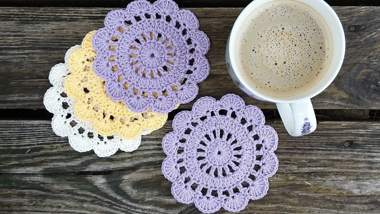 Easy Sweet Orchid Crochet Coaster Tutorial For Beginners