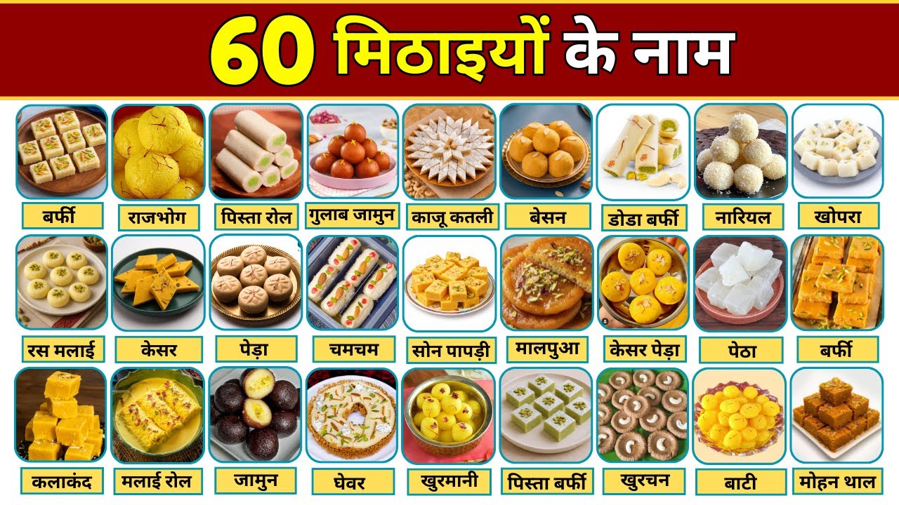Names of 60 Indian sweets | Names of the most famous sweets of India | All Indian Sweets Names | Sweets Name