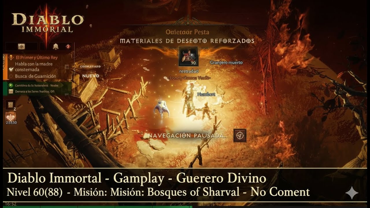 Diablo Immortal - Gameplay -Guerrero Divino - Nivel 60(808) -Misión: Bosques de Sharval - No Coment