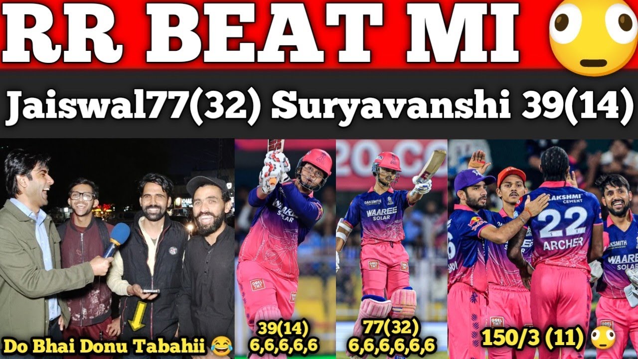 RR Biggest Win vs MI in IPL 2026 | Jaiswal , Vaibhav Ny Tabahi Macha Di 150 in 11 over |Pak Reaction