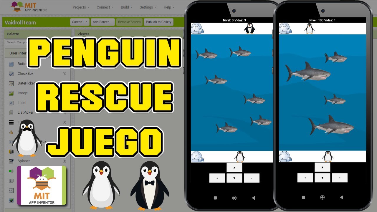JUEGO DE SALVAR PINGUINOS EN MIT APP INVENTOR 2