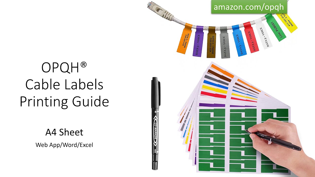 OPQH Cable Labels Printing Guide, A4 Sheet