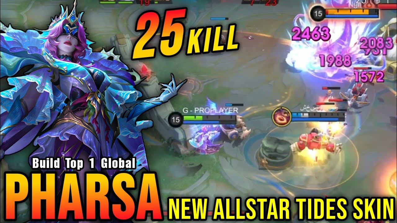 25 Kills!! Seasworn Oracle Pharsa New ALLSTAR TIDES Skin!! - Build Top 1 Global Pharsa ~ MLBB