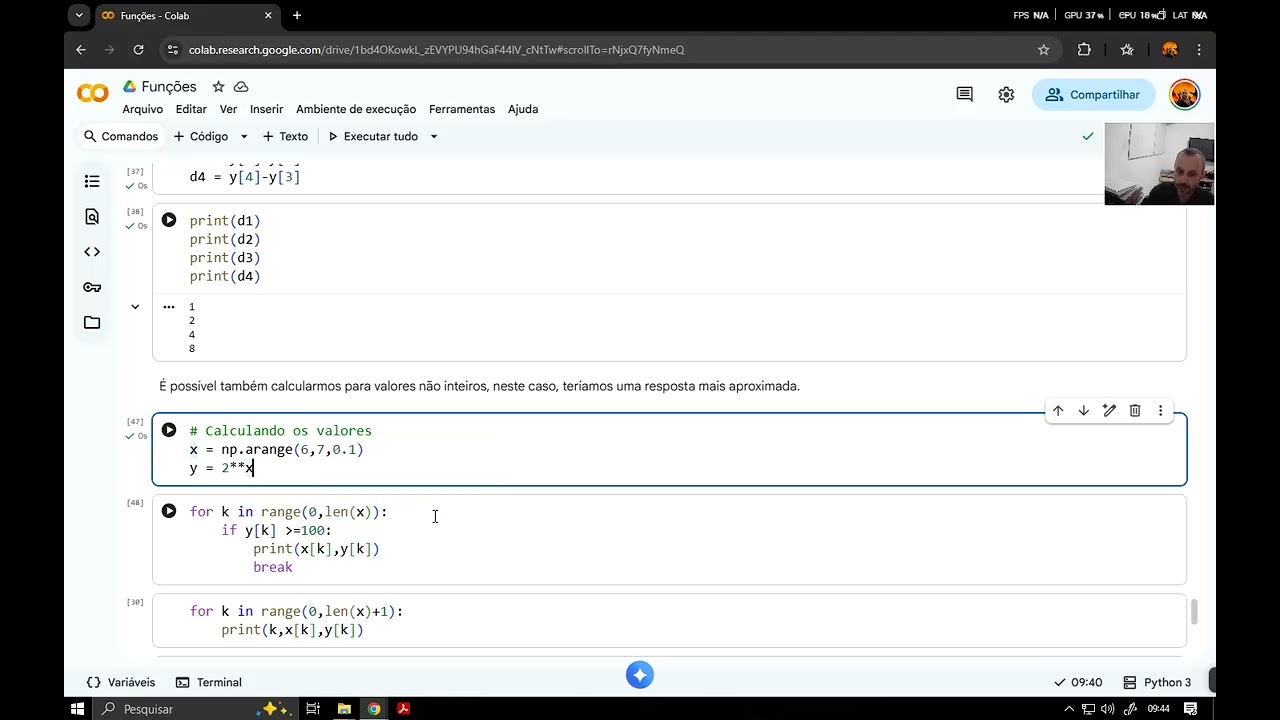 Aula 9: Introdução ao Estudo da Função Exponencial - Parte 2 - Funções no Google Colab (FC)