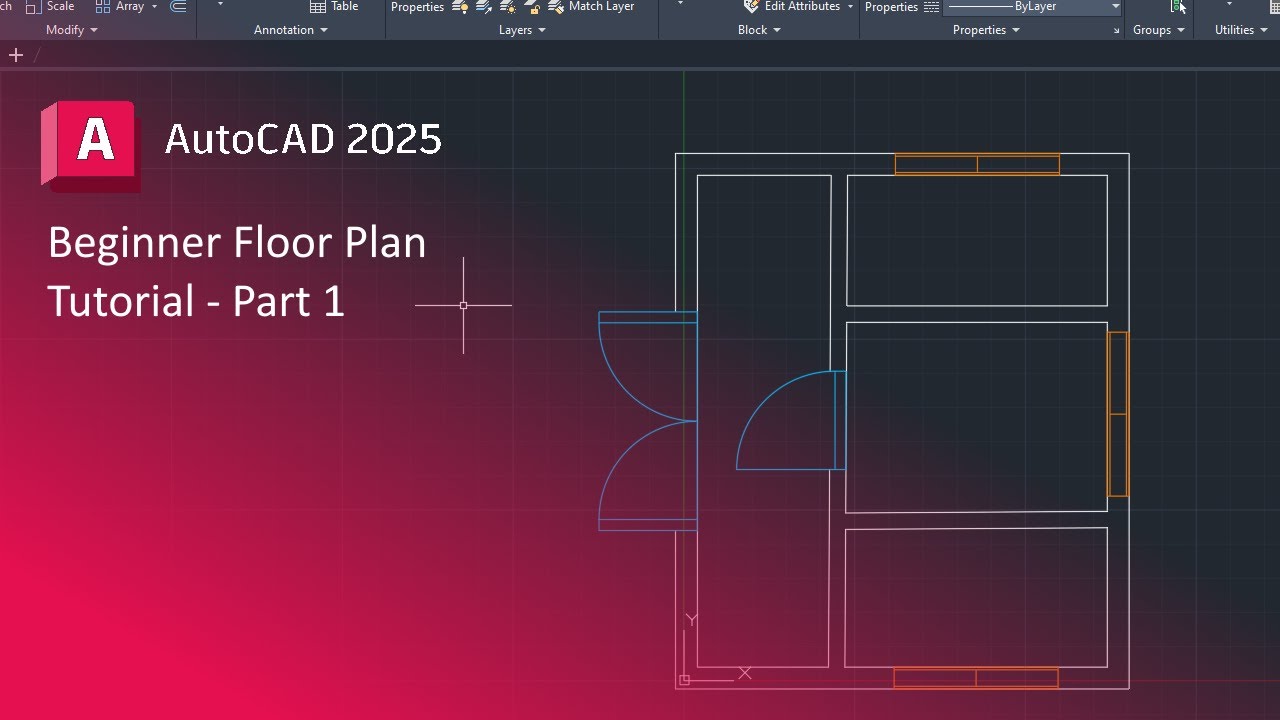 Создание простого плана этажа: AutoCAD 2025 — Часть 1 из 2