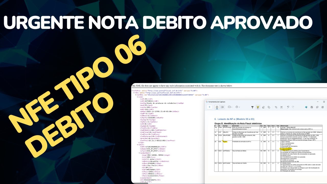 URGENTE Nota Debito Aprovado veja como fica o XML com IBS e CBS