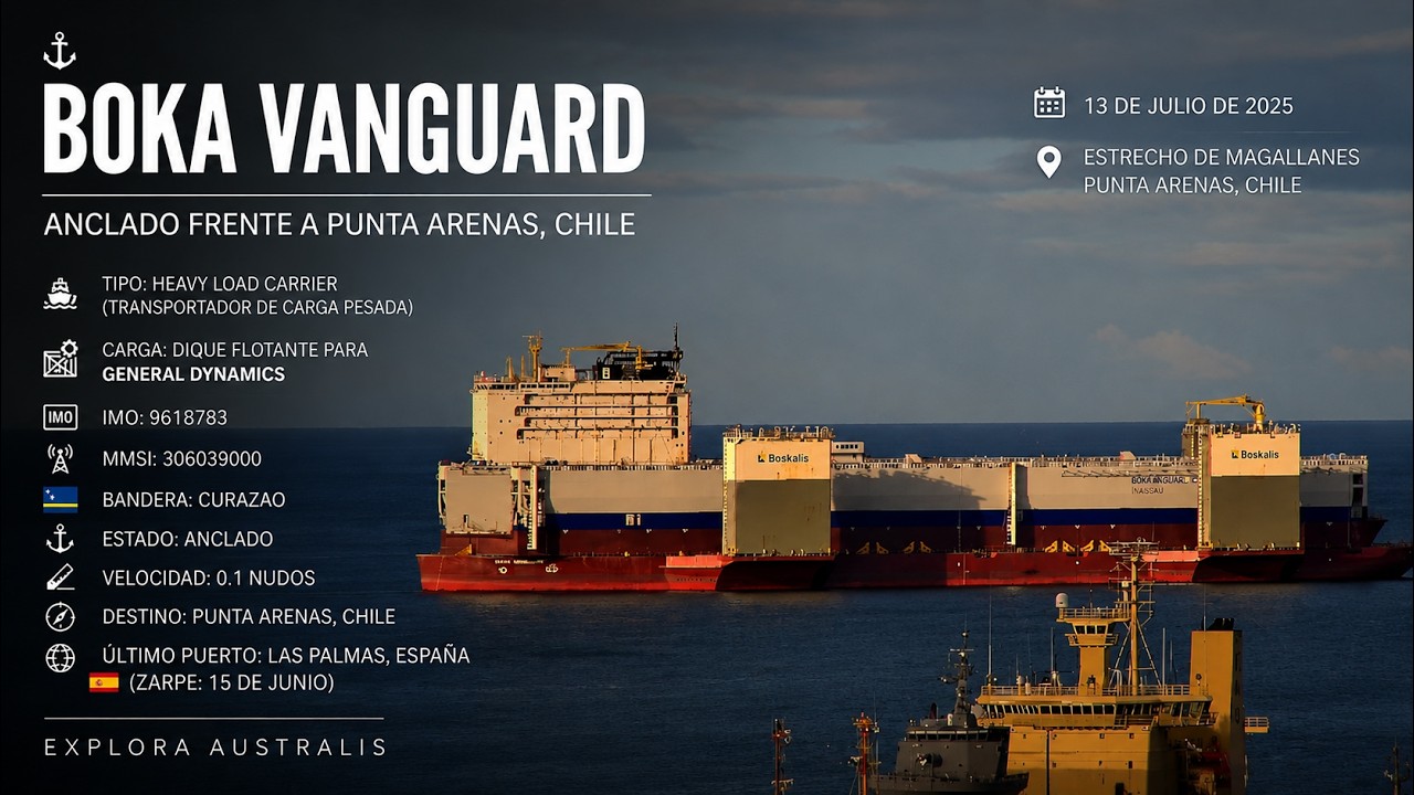 🚢 BOKA VANGUARD ⚓ Transporta dique flotante para General Dynamics 🇺🇸 | Punta Arenas 🇨🇱 | 13.07.